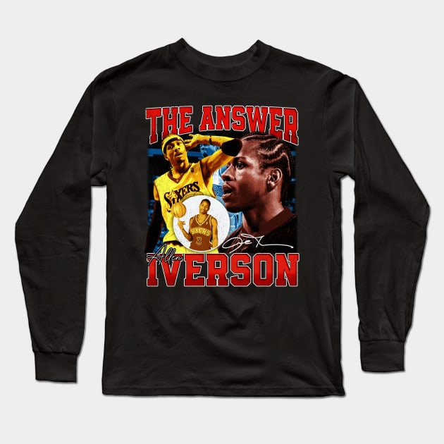 Allen Iverson The Answer Basketball Signature Vintage Retro 80s 90s Bootleg Rap Style Long Sleeve T-Shirt by CarDE